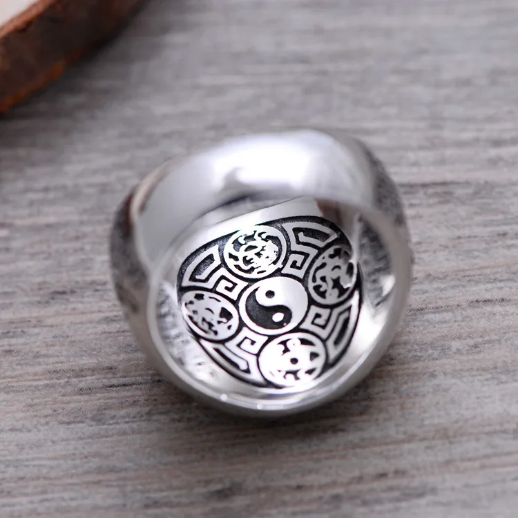 100% Real S925 Pure Silver Ringr Four God Beast Rosefinch  Domineering Ring For Man Bless The Good Luck Ring Man's Silver Ring