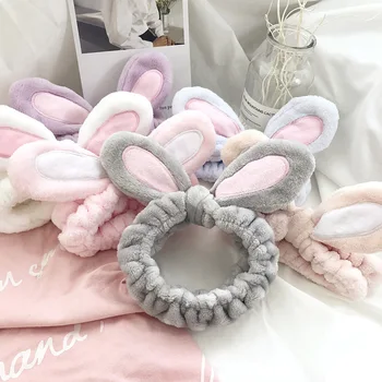 

1pc Big Rabbit Ear Soft Elastic Soft Headband Women Towel Hair Band Bath Spa Make Up Girls Face Washing Hairband Headwear
