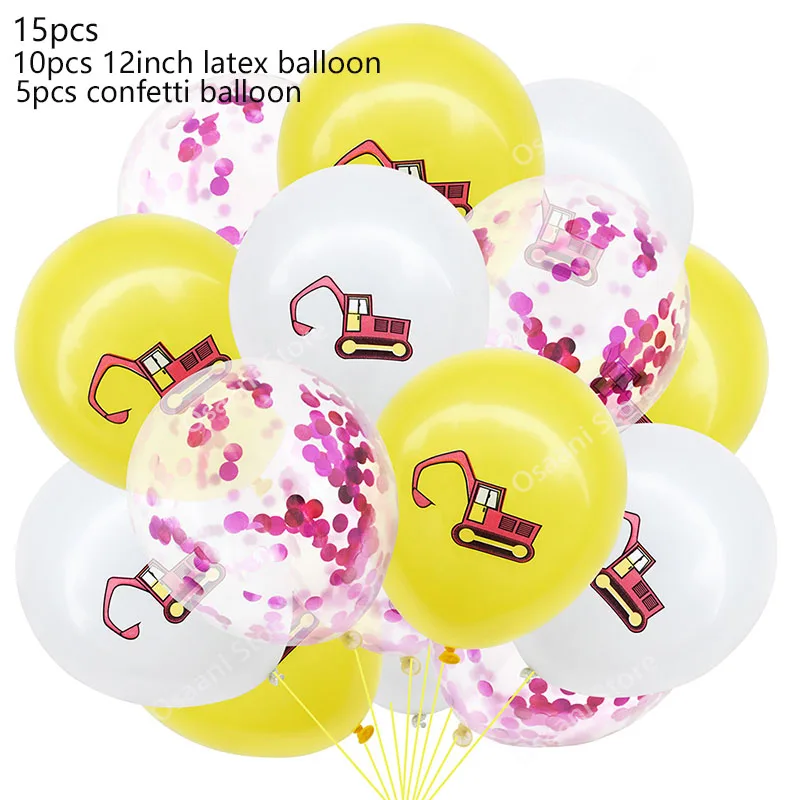 Строительный трактор надувные воздушные шары на день рождения экскаватор автомобиль баннеры детский душ день рождения детей, мальчика вечерние принадлежности 6MZ - Цвет: balloons 9