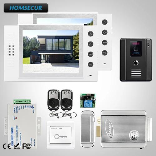 

HOMSECUR 8" Video&Audio Home Intercom Electric Lock+Keys Included for Apartment TC011-B + TM801-W