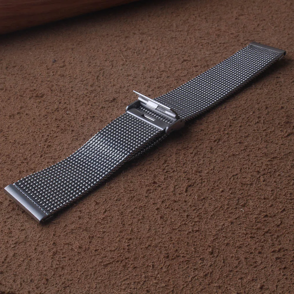 New Stainless steel Watchband Mesh strap for smart watch 18mm 20mm 21mm 22mm 24mm Bracelets Silver 5