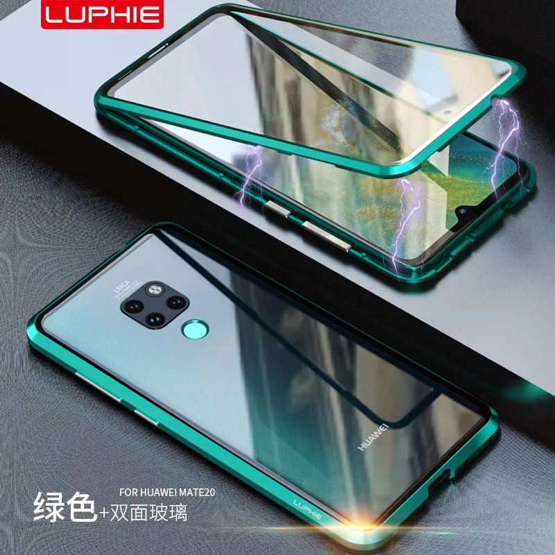 

360 Full Protection Magnetic Case For huawei Mate 20 Pro Shockproof Case Cover Metal Bumber Front+Back double-sided Glass Case