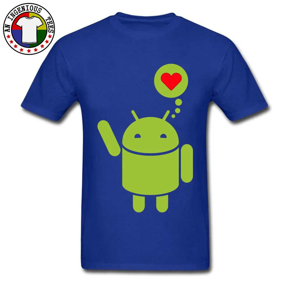 NormalDesign Short Sleeve Tops Shirts Summer Fashion O-Neck Pure Cotton Tee Shirts Male T-Shirt Droid in Love  Droid in Love blue