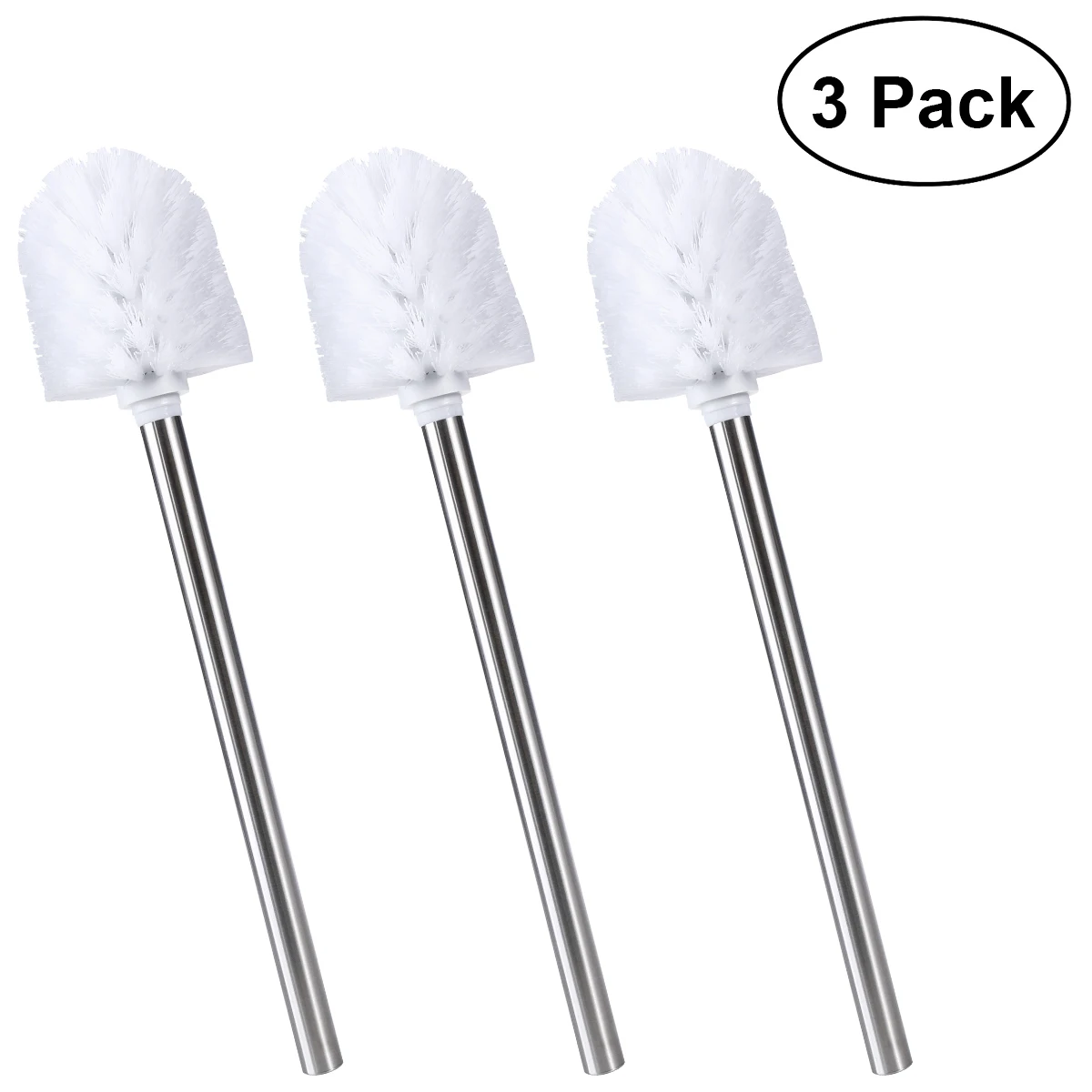 

BESTOMZ 3pcs Stainless Steel WC Bathroom Cleaning Toilet Brush Head Holder Chrome