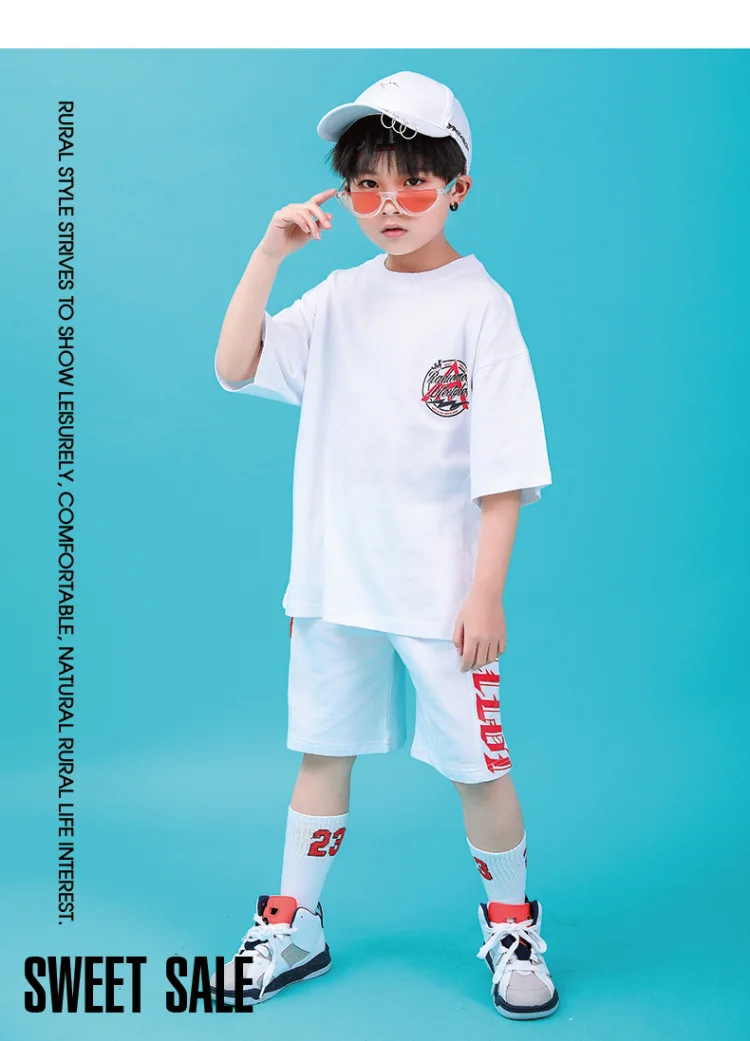 Children Hip Hop Clothing Oversized T Shirt Tops Casual Shorts for Girls Boys Jazz Dance Costumes Ballroom Dancing Clothes Wear (9)