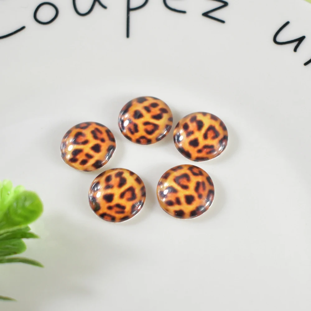 12mm 20pcs Round Glass Cabochons Art Cameo Ste Handmade embedded Bright leopard print | Украшения и аксессуары