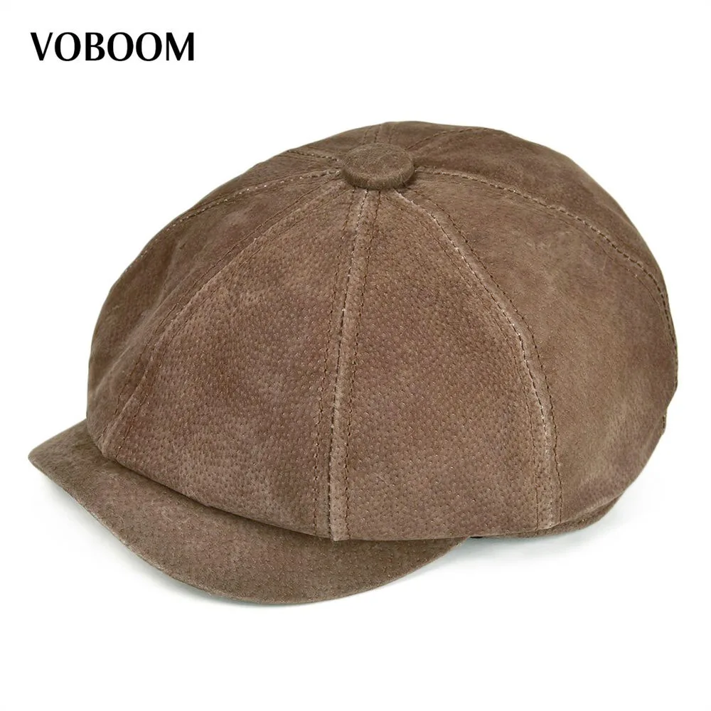 VOBOOM Genuine Leather Newsboy Caps Men Women Real Authentic Pigskin
