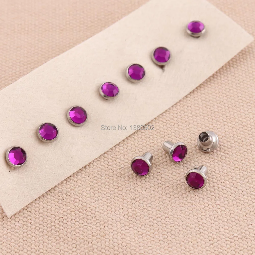 

50PCS/LOT 6*7mm Fashion Top Quality Purple Color Crystals Rhinestone Garment Rivets Stud Decoration for bag belt Diy Handmade