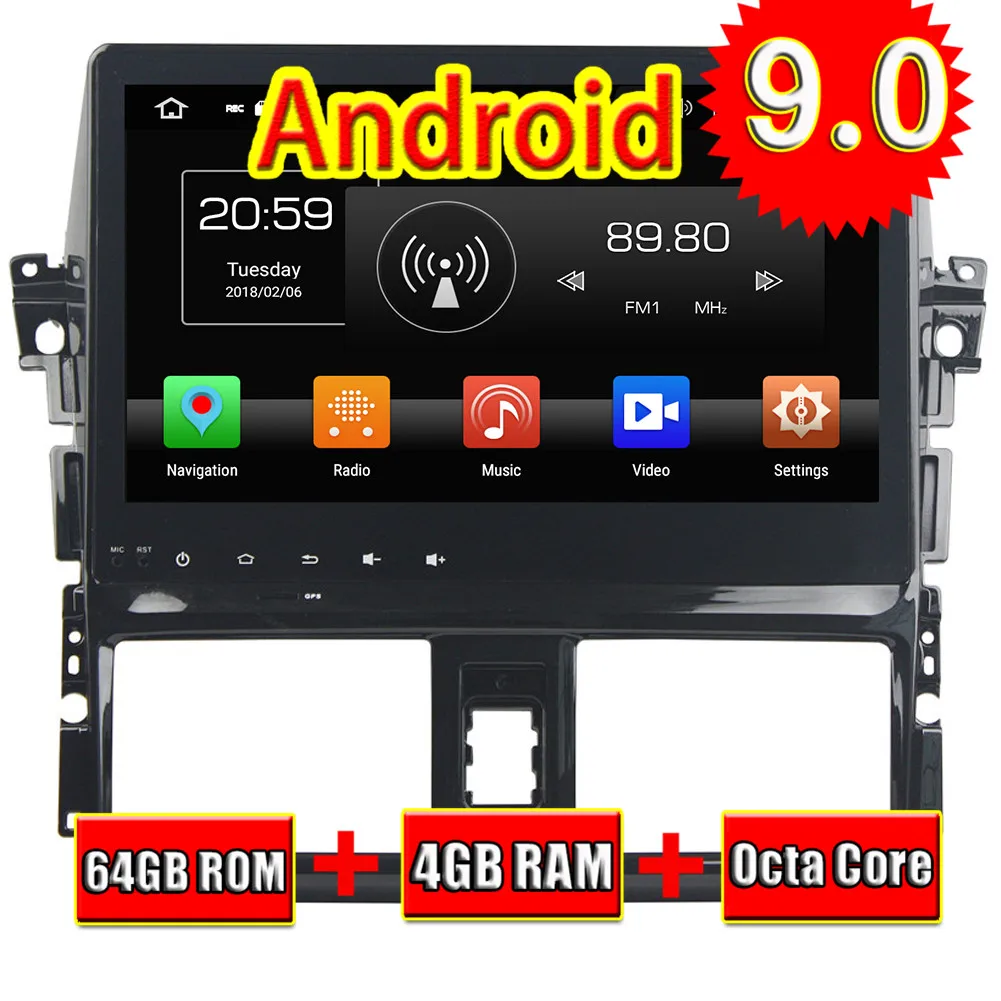 Topnavi Android 9 0 Автомагнитола для Toyota VIOS YARIS 2013 2014 2015 Радио стерео 2 DIN GPS навигация без