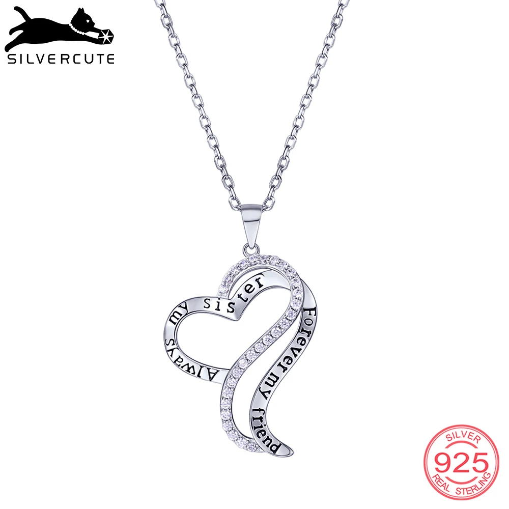 SILVERCUTE Любовь Сердце дружба ожерелье для женщин Подвеска лучших друзей хорошее