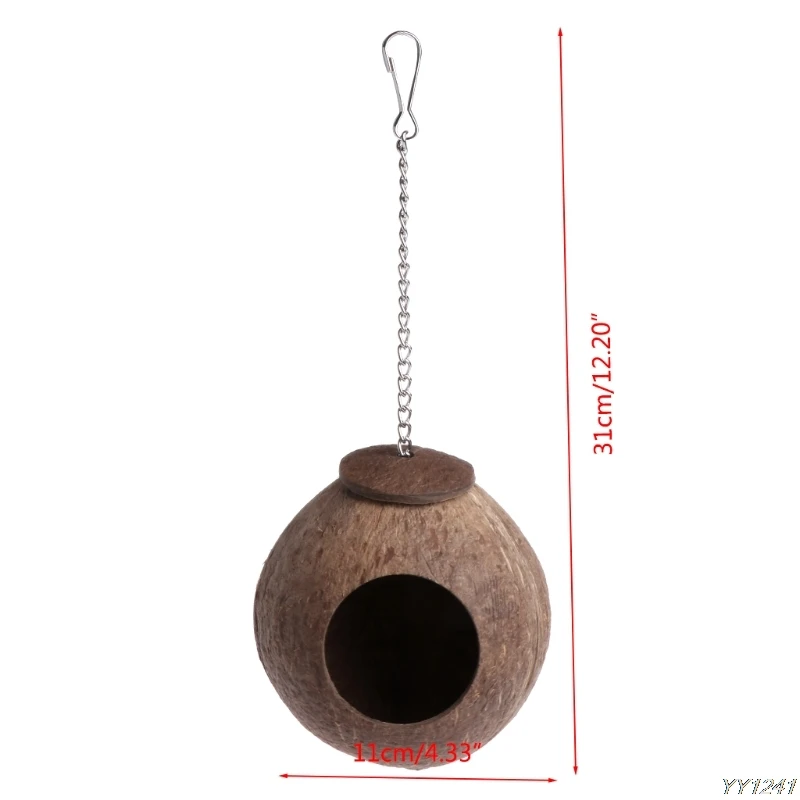 Натуральный кокосовой скорлупы Птичье гнездо домик-клетка игрушка-Кормушка для домашних животных попугай Попугай Cockatiel
