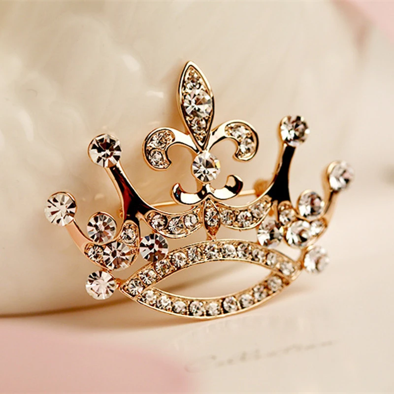Hot Fashion Charm Crystal Crown Brooch Retro Big Royal Brooch ...