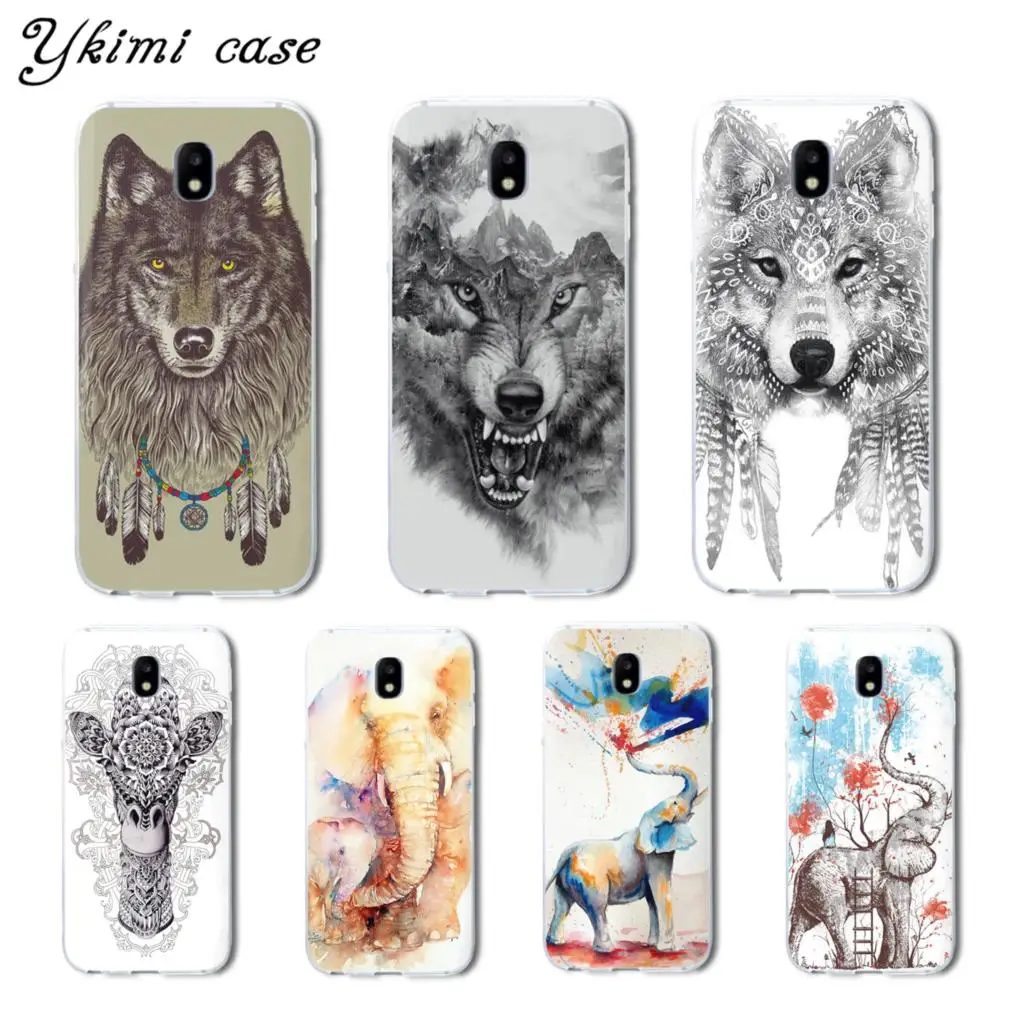 

Ykimi case For Samsung Galaxy J3 J5 J7 2017 J3 J4 J6 J8 2018 case Totem wolf elephant cover transparent soft silicone TPU
