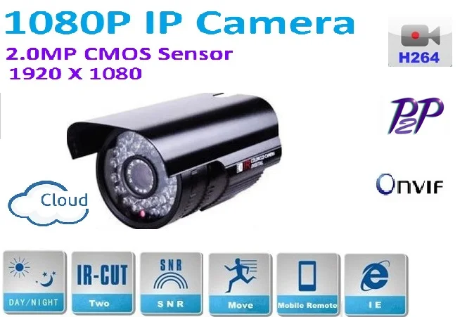 

New type 1920*1080P 2.0MP Mini Bullet 1080P IP Camera ONVIF H.264 P2P Waterproof Outdoor IR CUT Night Vision Easy Plug and Play,