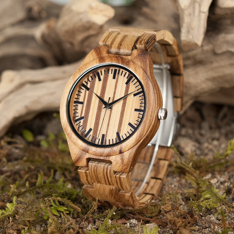 BOBO BIRD L-G22 Retro Wood Watches Men 100% Zebra Wooden Watch Quartz Movement Male Clocks Best Gift in Box