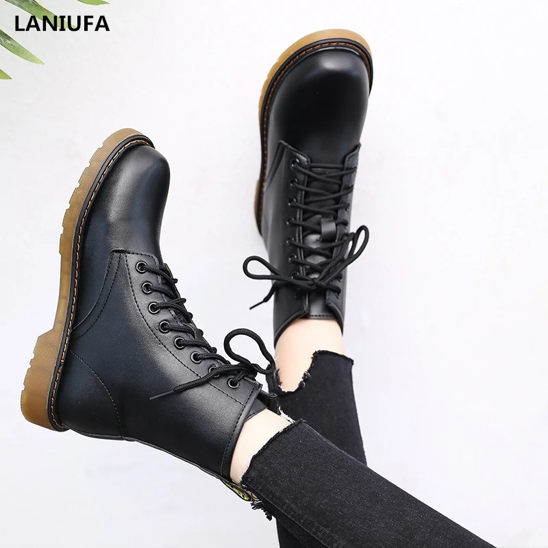 Boots 2019 Waterproof Women casual lace-up Ankle Martin Boots shoes women casual motorcycle Work Safety boots women botas