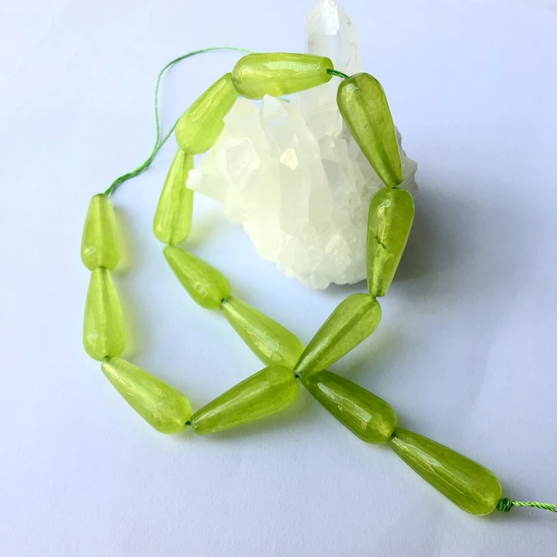 

Wholesale 1string Mystic Apple Green Jad e Long Drop Beads,10x28mm Faceted Teardrop Bead,Gem Stone Jewelry Beads, 15.5"/string