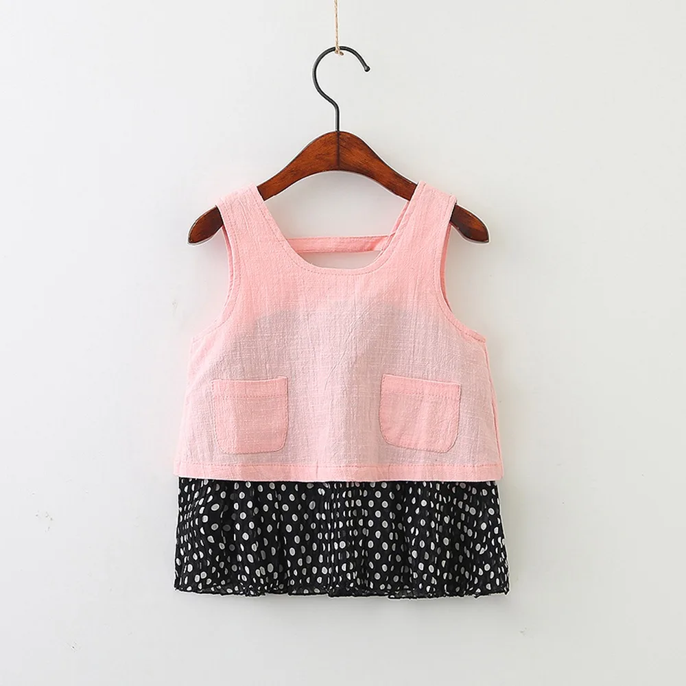 Baby Girls Summer Vests Children Patchwork Polka Dot Clothing Toddler