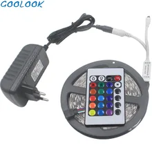 Светодиодная лента goook RGB 12 В 5 М 5050 2835 SMD гибкий светодиодный ленточный водонепроницаемый веревочный светильник+ светодиодный контроллер+ адаптер ЕС