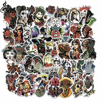 

50pcs/lot funny Cool Color old school tattoo Stickers for car Laptop Suitcase Skateboard DIY Graffiti Waterproof sticker
