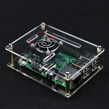 

Raspberry Pi 4 B Case Clear Transparent Acrylic Box Cover Shell for Raspberry Pi 4 Model B / 3B+ Cooling Fan with Metal Cover
