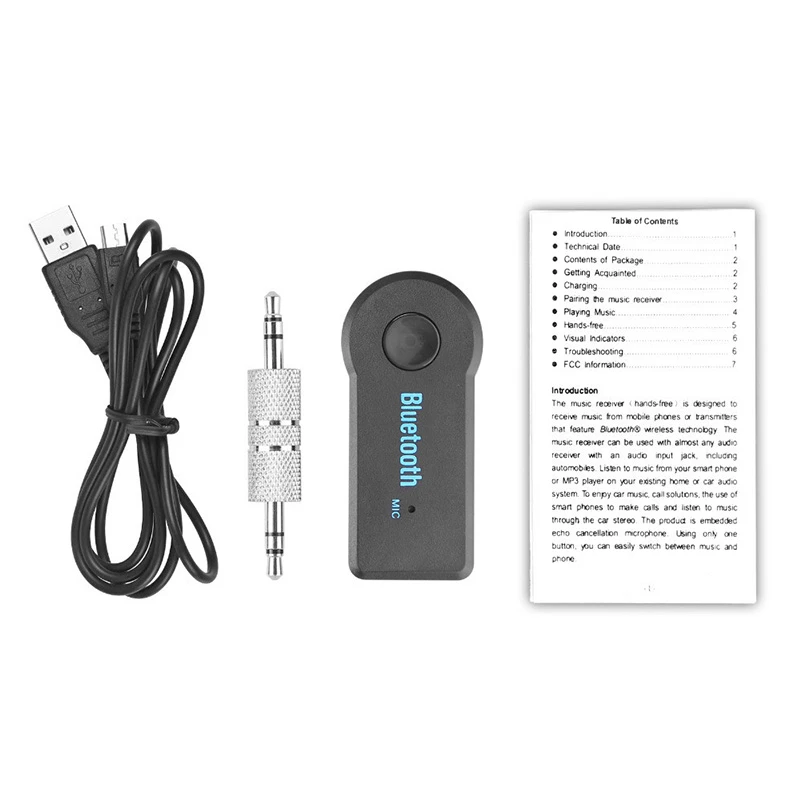 YODELI Mini Bluetooth Receiver 201 Wireless Bluetooth Audio Receivers 3.5mm Car AUX Kit Handsfree For Speaker Headphones (8)
