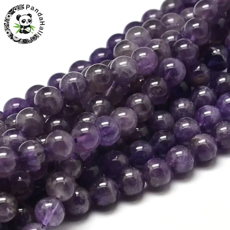 

6 8 10mm Grade B Natural Amethyst Round Bead Strands for Jewelry Making DIY Hole: 1mm; about 15.3"/strand