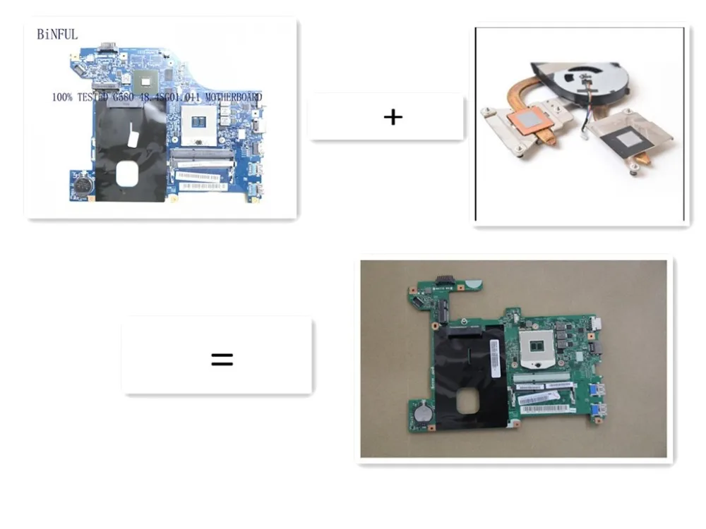 BiNFUL 100% سوبر 48.4SG01.011 G580 استبدال محمول motherbord + غرفة التبريد = ل lenovo G580 48.4WQ02.011 اللوحة المحمول