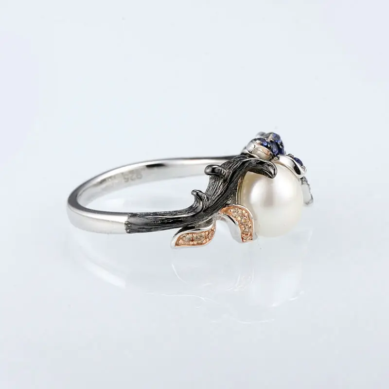SANTUZZA, кольцо с пресноводным жемчугом для женщин, 925 пробы, серебряные кольца для женщин, кольца с кубическим цирконием, вечерние ювелирные изделия