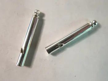 

36x5mm Brass Whistle, Silver-Finished, use as a Pendant or a Fob - Available Individually & in Larger Pkgs!