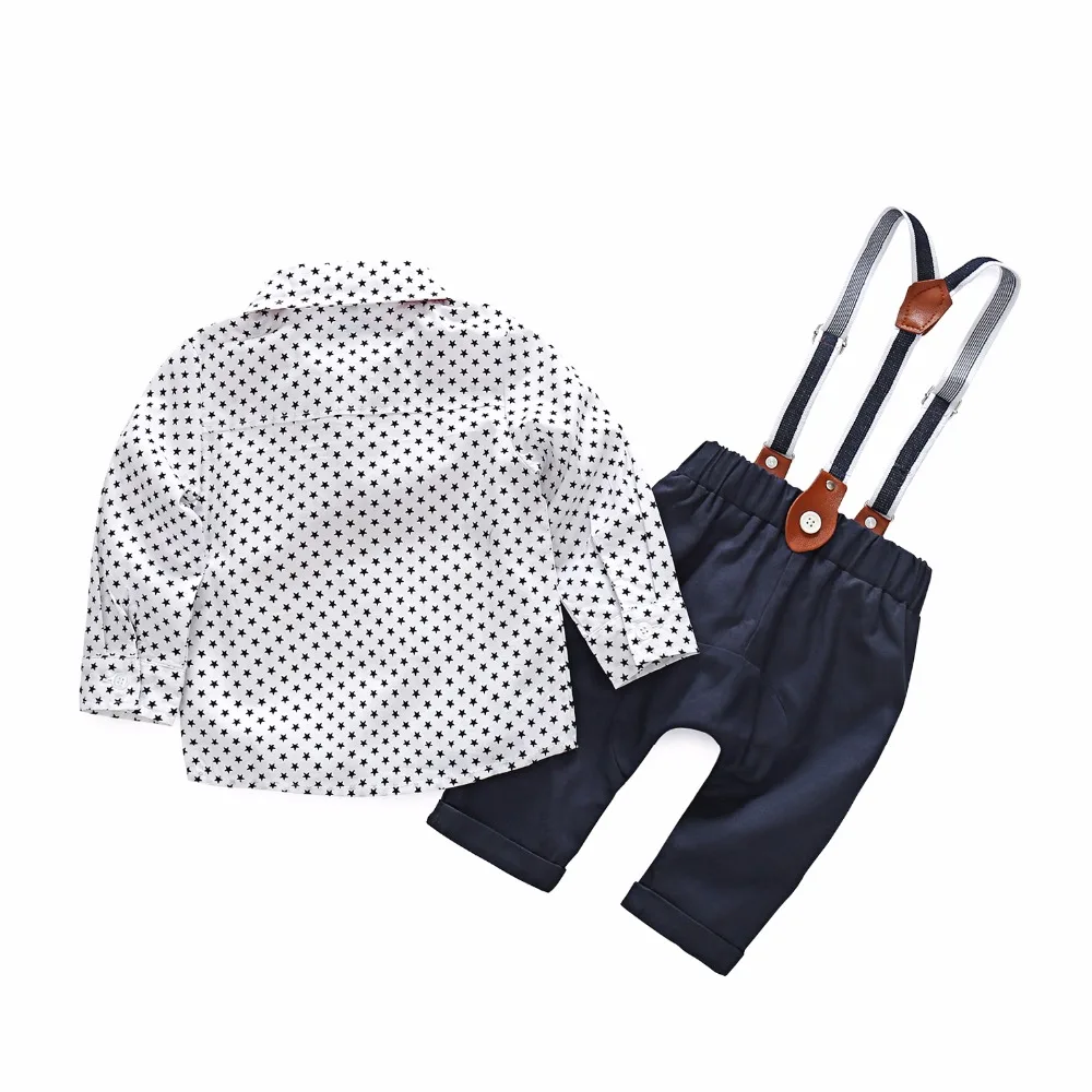 Kimocat/повседневная одежда для маленьких мальчиков, рубашка+ штаны, комплект джентльменской одежды в горошек для мальчиков, 2 предмета, длинные рукава, Новорожденные Мальчики, блузка, костюмы