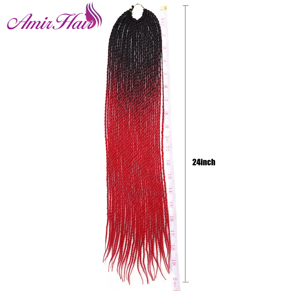 Amir 24inch 30roots Senegalese Twist Hair Crochet Braid Extensions Ombre Jumbo Synthetic Hair For Braiding