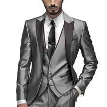 Индивидуальный заказ смокинг серебро максимумом нагрудные Свадебные Терно Masculino куртка+ брюки+ жилет+ галстук куртка Для мужчин Suit3Pieces Лидер продаж бренд