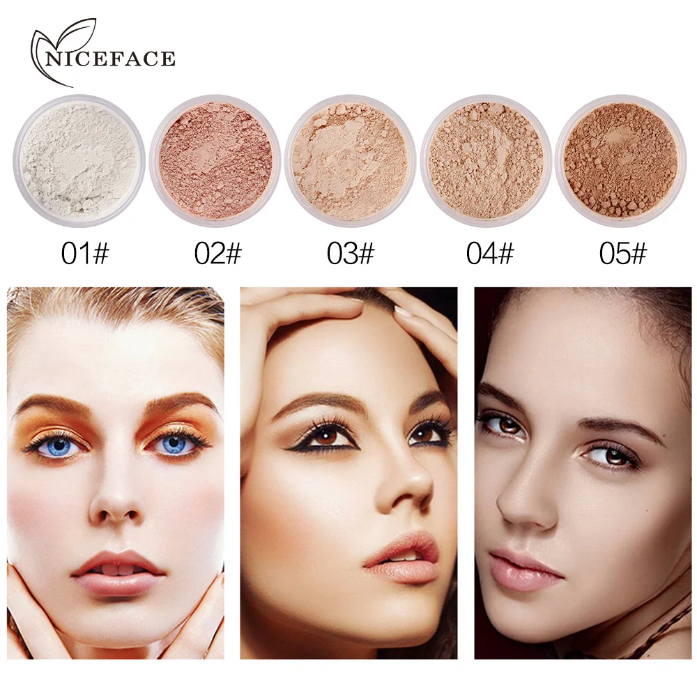 

NICEFACE Makeup Powder 5 Colors Loose Powder Oil-control Face Makeup Waterproof Loose Powder Skin Finish Powder