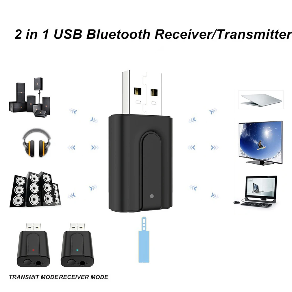 SOONHUA 2в1 USB BT 5,0 аудио приемник передатчик 3,5 мм стерео аудио адаптер Plug And Play с аудио кабелем