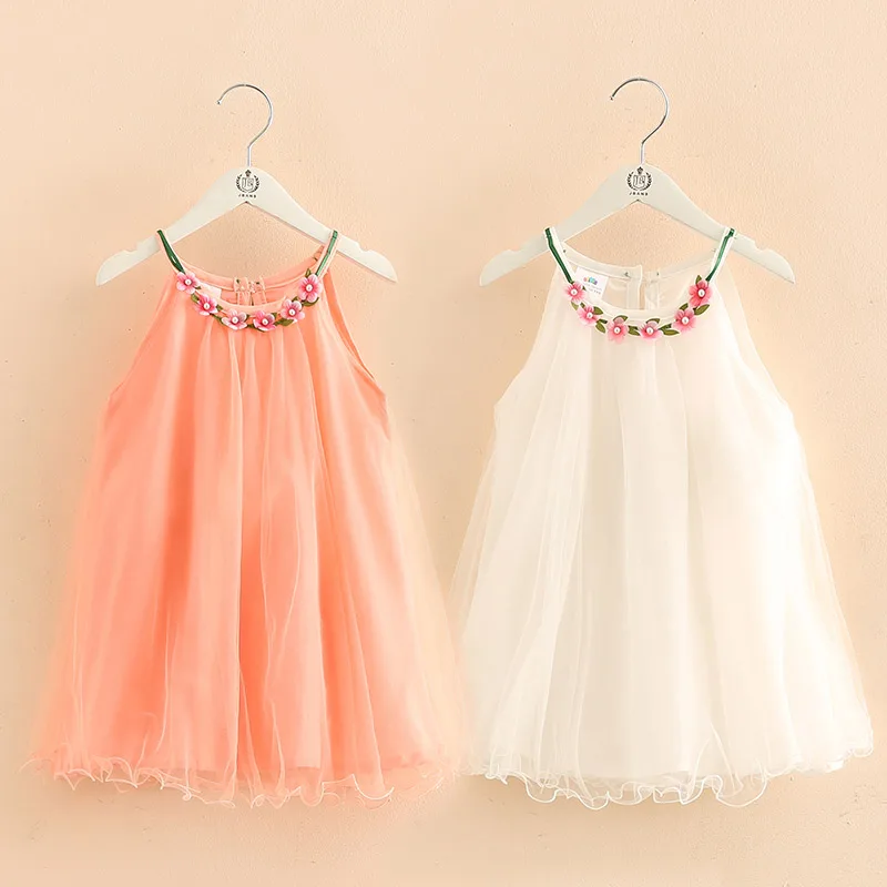 

2017 new arrival Princess Baby Girls mesh Dress Kids Summer Chiffon Tulle flower Gown Dresses Infant Sundress Clothing 3 Colors