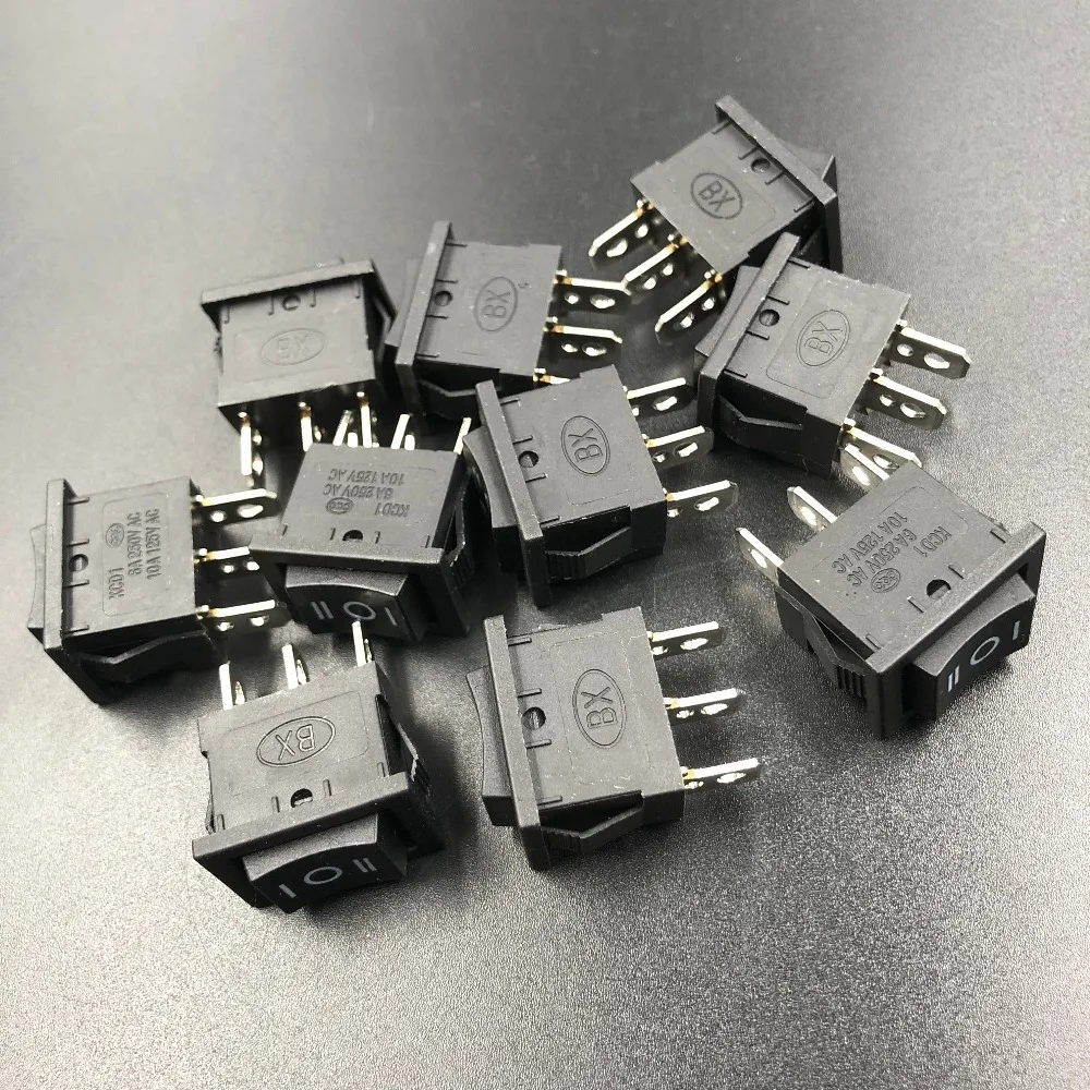 

3pcs/lot KCD3-101N KCD2 Black Roccker Switch on/off with 3 foot 3 pins
