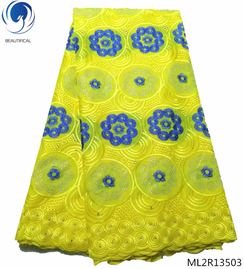 

BEAUTIFICAL african swiss lace fabrics 2019 yellow voile fabrics laces with rhinestones swiss lace for women 5yards ML2R135