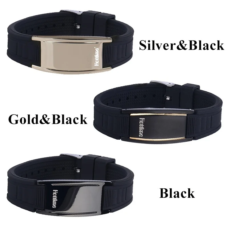 Cool Magnetic Silicone Sports Waterproof Tourmaline Bracelets for Couple Adjustable Stainless Steel Balance Bracelet Sweet Gift