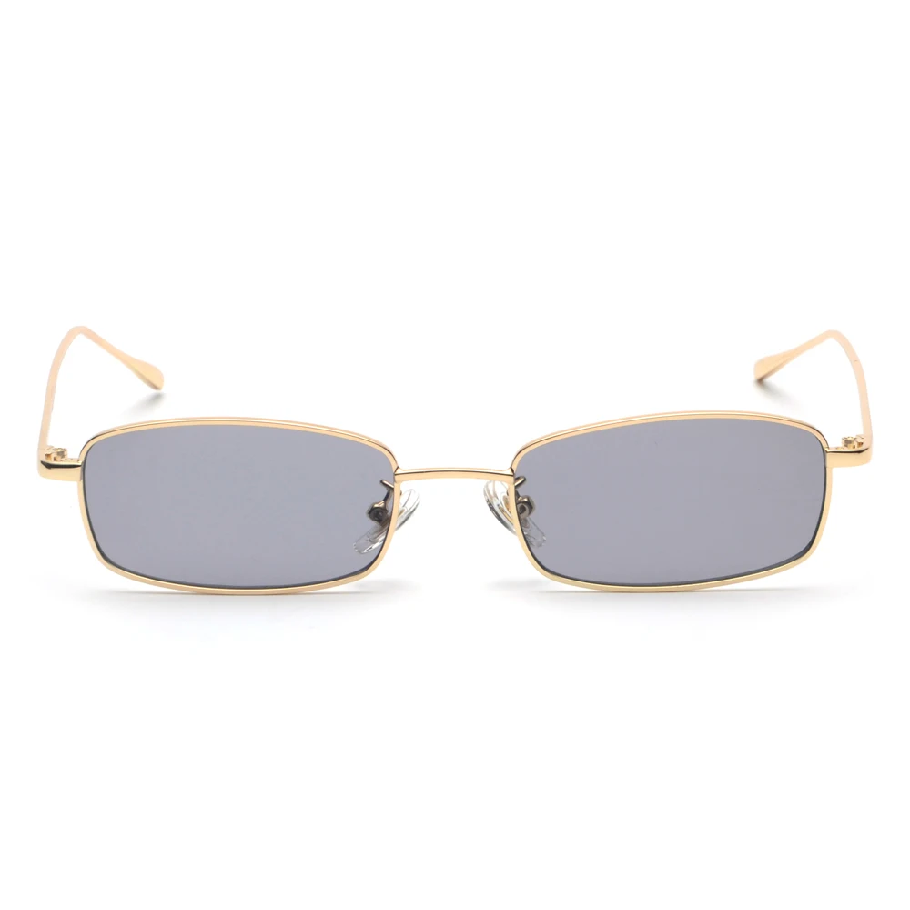 Kachawoo small rectangular sunglasses men retro metal frame gold