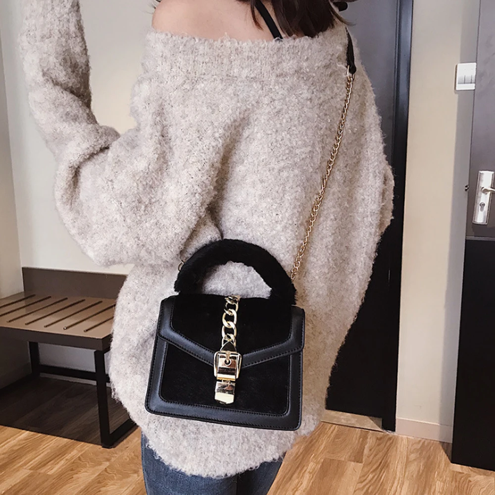 Зимние Для женщин плюшевая сумка на плечо Sac a Main модные сумки Bolsas Feminina через Torebki