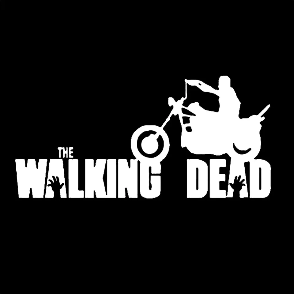 14cm6.6cm Personality Film Walking Dead Riding Motorcycle Body Stickers BlackSilverlaser (3)
