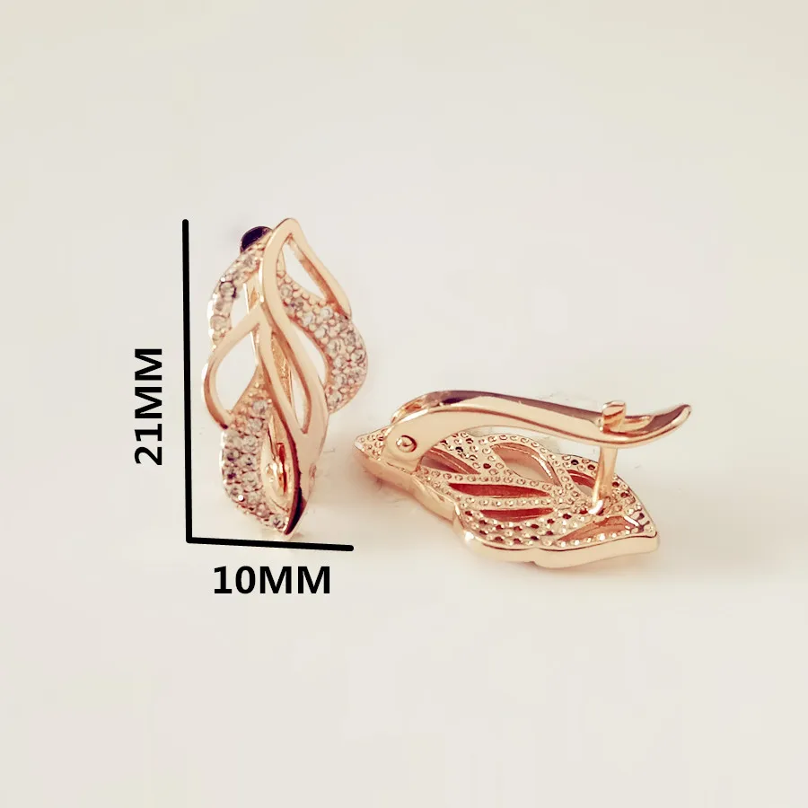 Women Earring 585 Rose Gold Color Drop Earring Office Style Leaf Shape New Drop Earring Fashion Women Jewelry