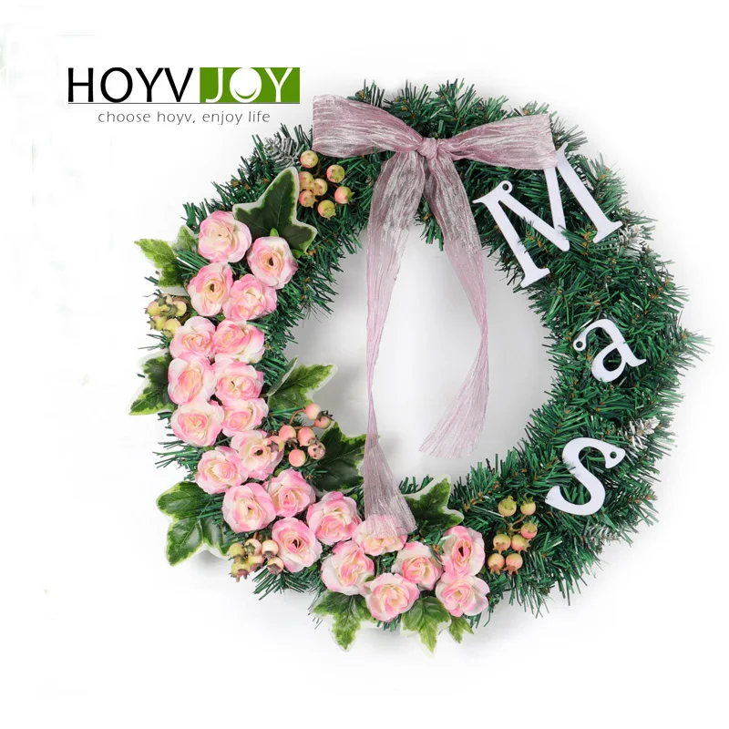 

HOYVJOY2018 New Vitality Series Handmade Letter Rose WreathReal Cotton Wreath For Front Door/Floral Wall/Room/Gift/Wedding
