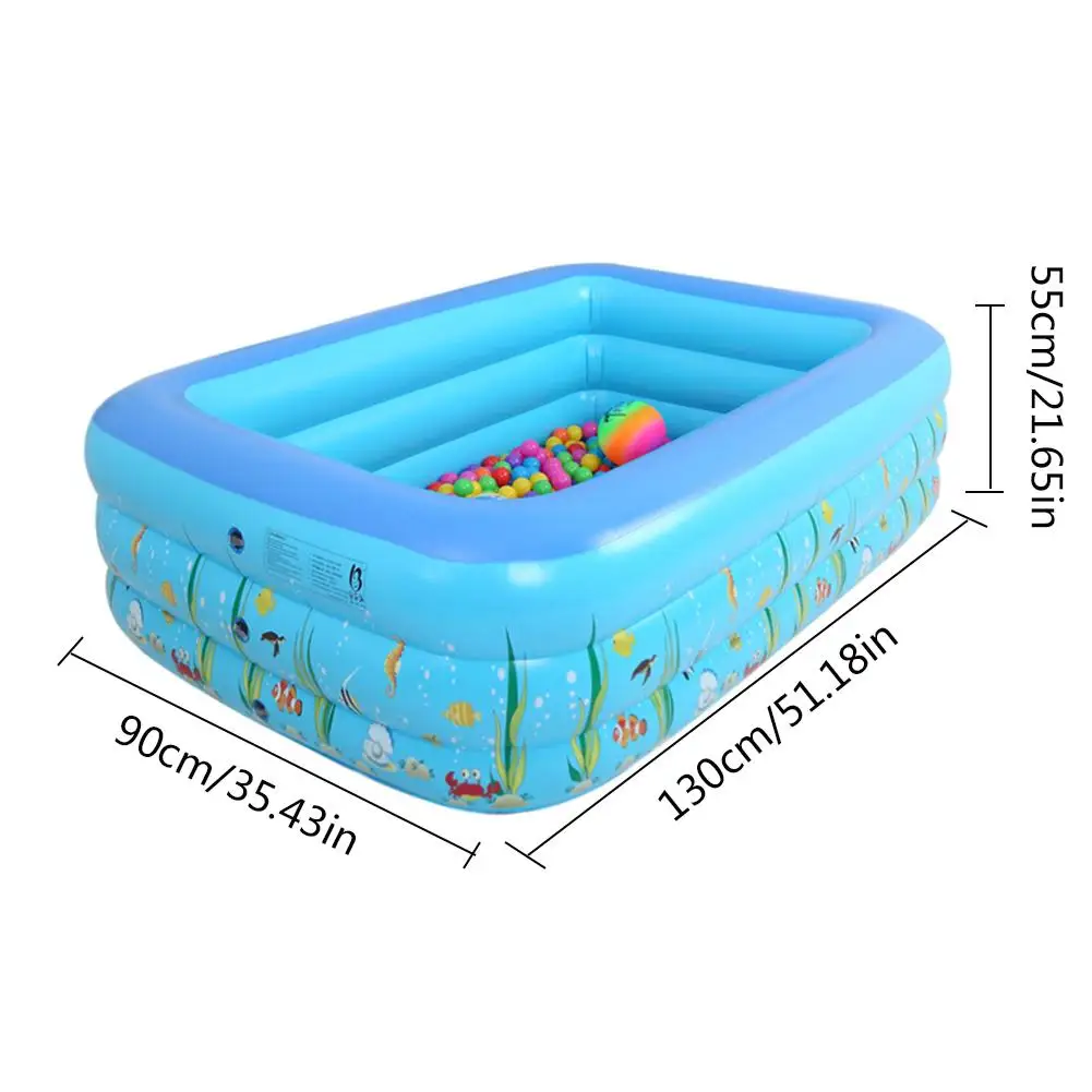 1,3 м детский надувной бассейн из ПВХ с тремя кольцами, игровой бассейн, портативный для семьи, родителей и ребенка, интерактивная игра