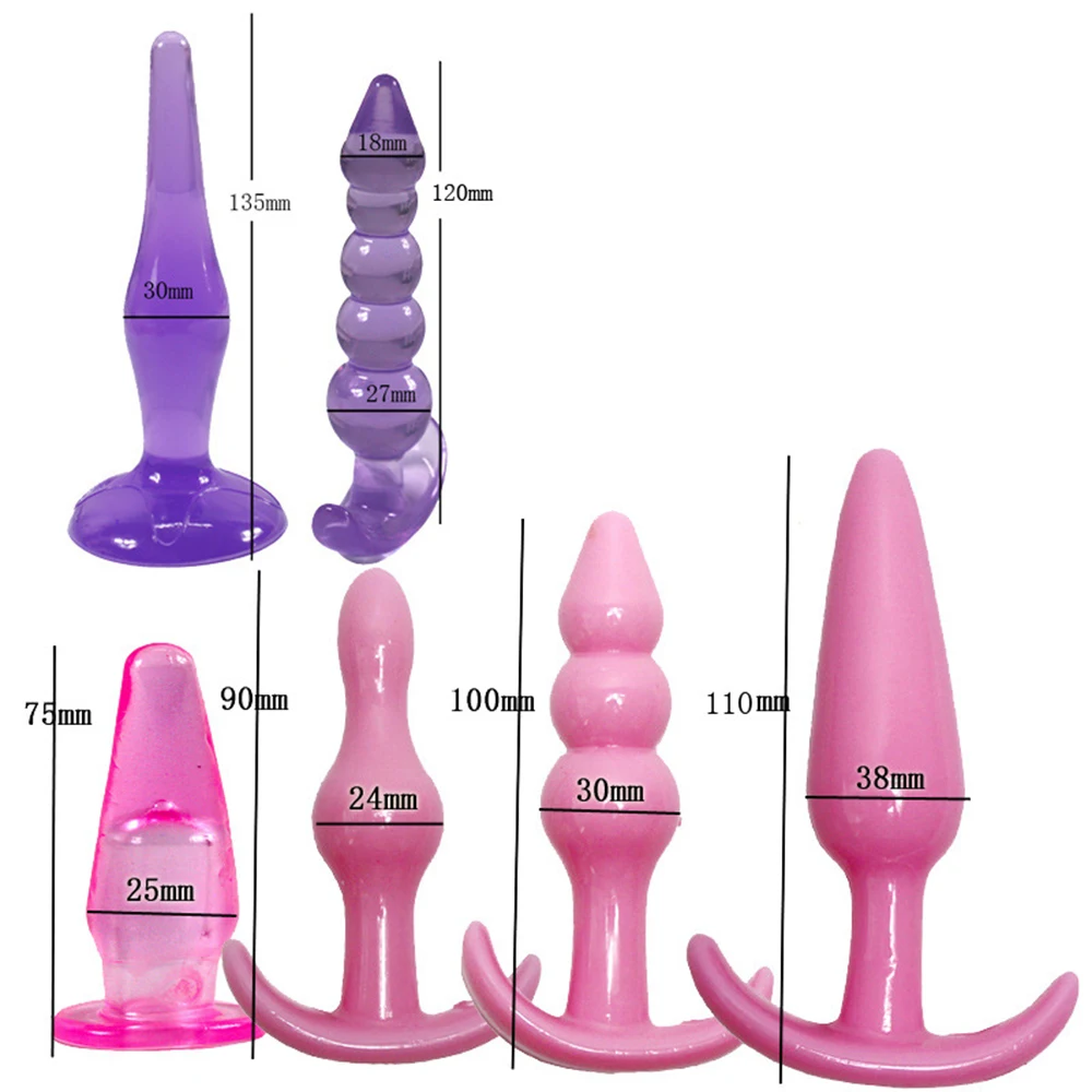 6Pcs/Set Silicone Anal Plugs Prostate Massager Anal Dildo Butt Plug Anal Plug Beads Adult Anal Sex Toys For Women Men Gays