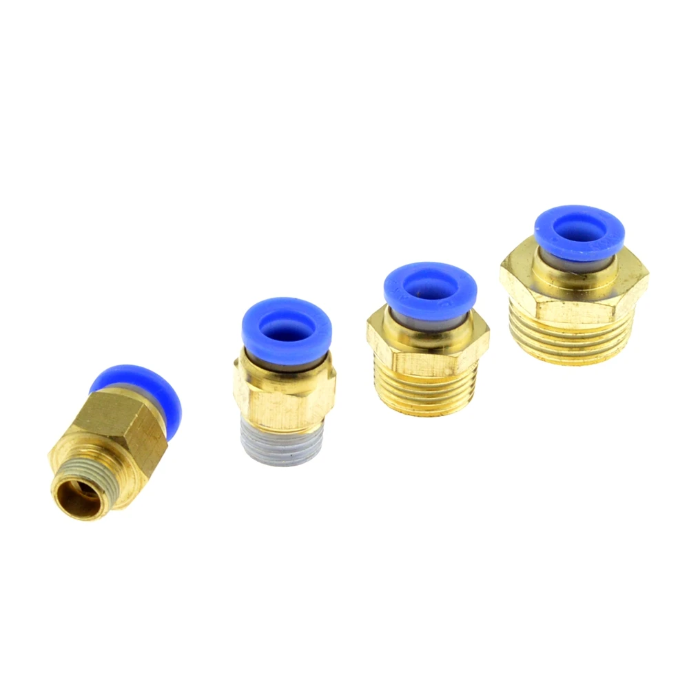 Pneumatic Connector 8mm OD Hose Push In Tube to 1/8 1/4 3/8 1/2BSPT Male Thread Straight Gas Air Quick Fittings Adapter