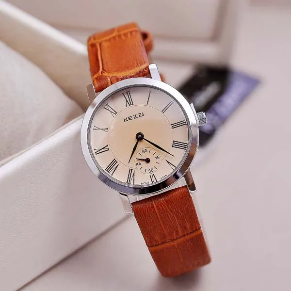 Kezzi2016 топ модный бренд повседневное кварц-часы для женщин кожаный ремешок Ретро Винтаж для женщин наручные часы montre femme hour clock