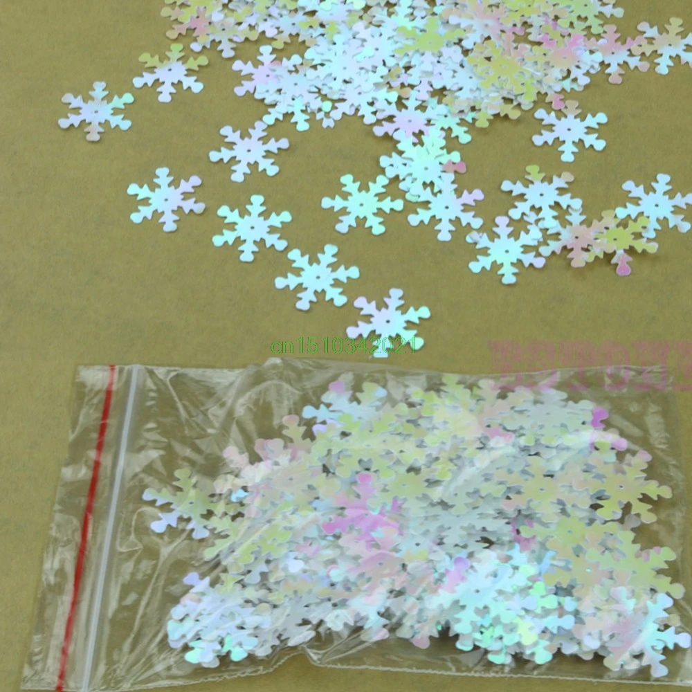 100pcs Christmas Snowflake Iridescent Frozen Snowflake Confetti Sequins Card Scrapbooking 100pcs Christmas Snowflake Iridescent Frozen Snowflake Confetti Sequins Card Scrapbooking