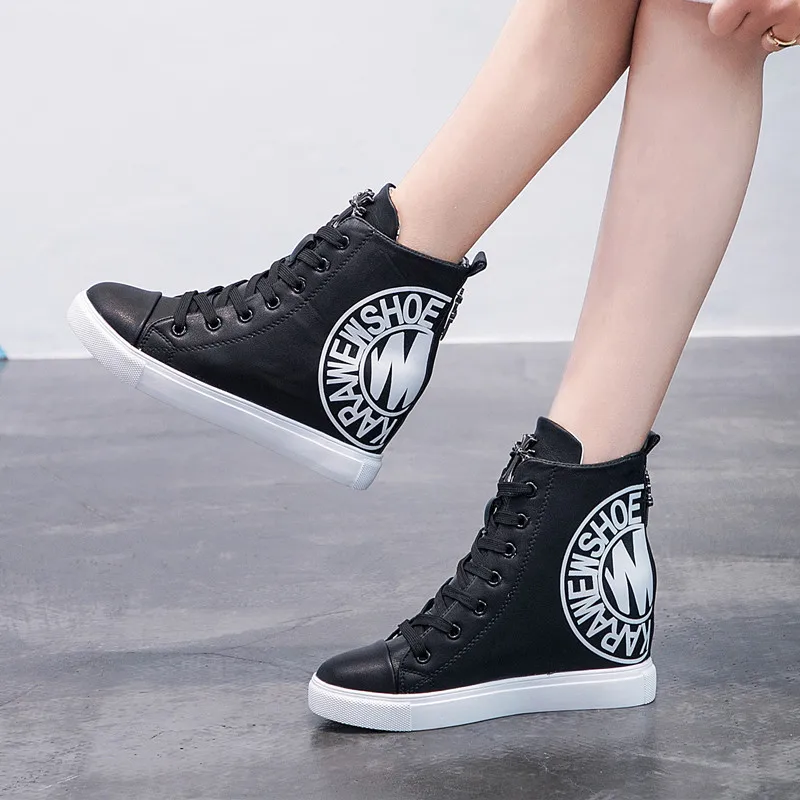 

Women Wedges Shoes Sneakers High Pumps Women Casual Shoes Female Platform Women Split Leathe Shoes White Student Shoes Boot
